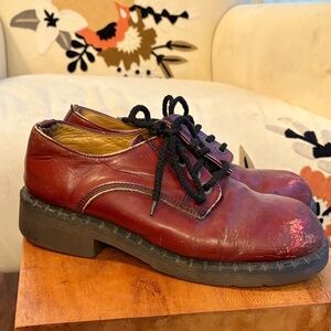 Vintage Doc Martens Red leather 4 eyed shoes grunge chunky sole Men's size 8
